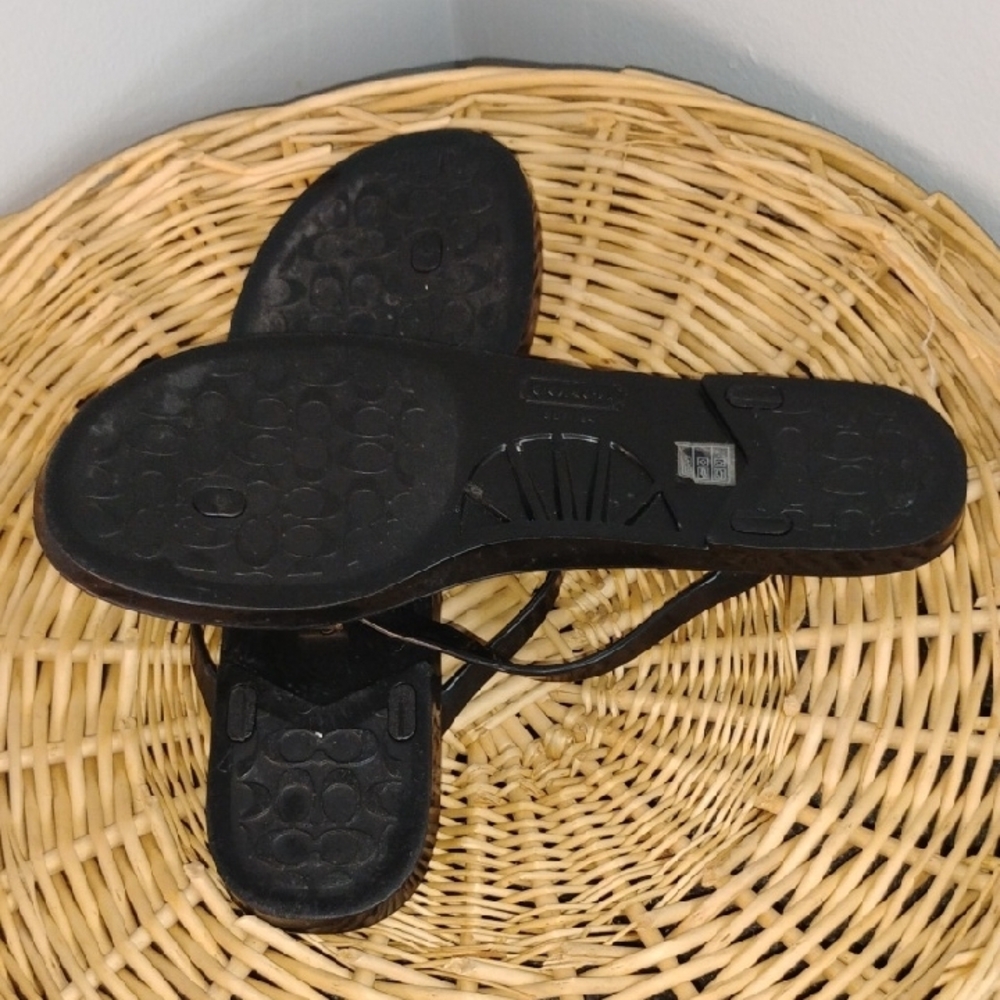 Coach Black and White Jelly Bow Details Thong Sandals Size 10B Casual Designer - Picture 9 of 10